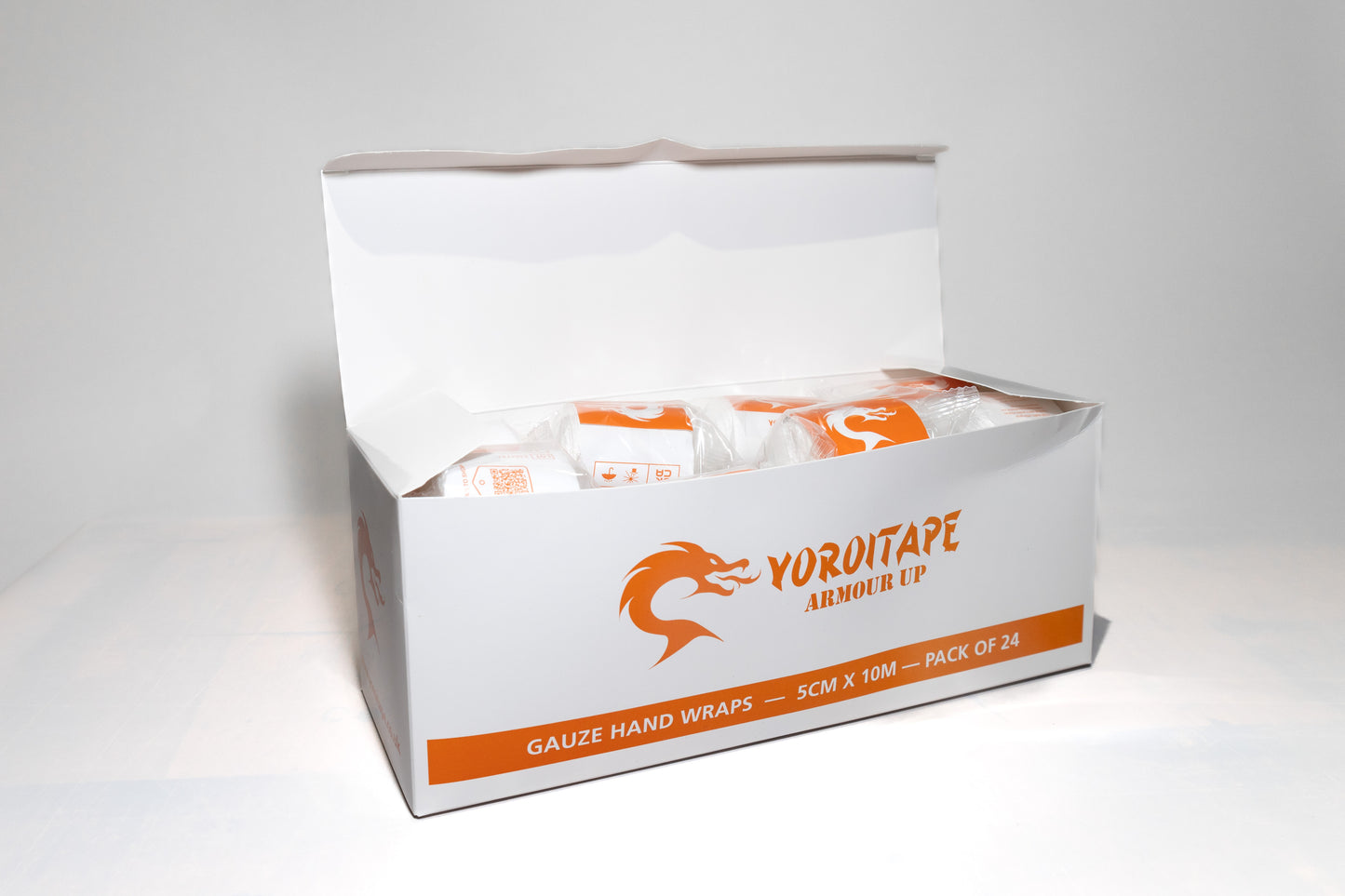 Gauze for hand wraps. 10M x 5cm. Box of 24 rolls